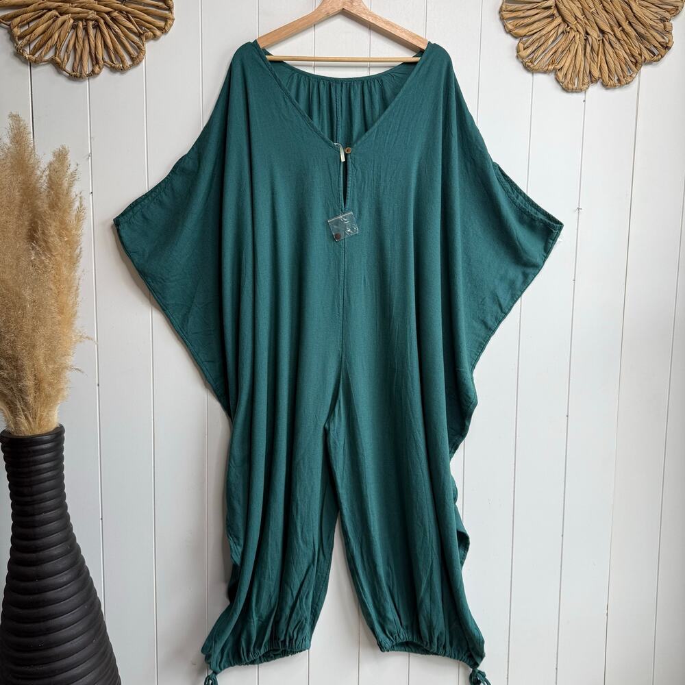 Free People jumpsuit one piece romper onesie wide-leg linen viscose blend - Picture 7 of 9